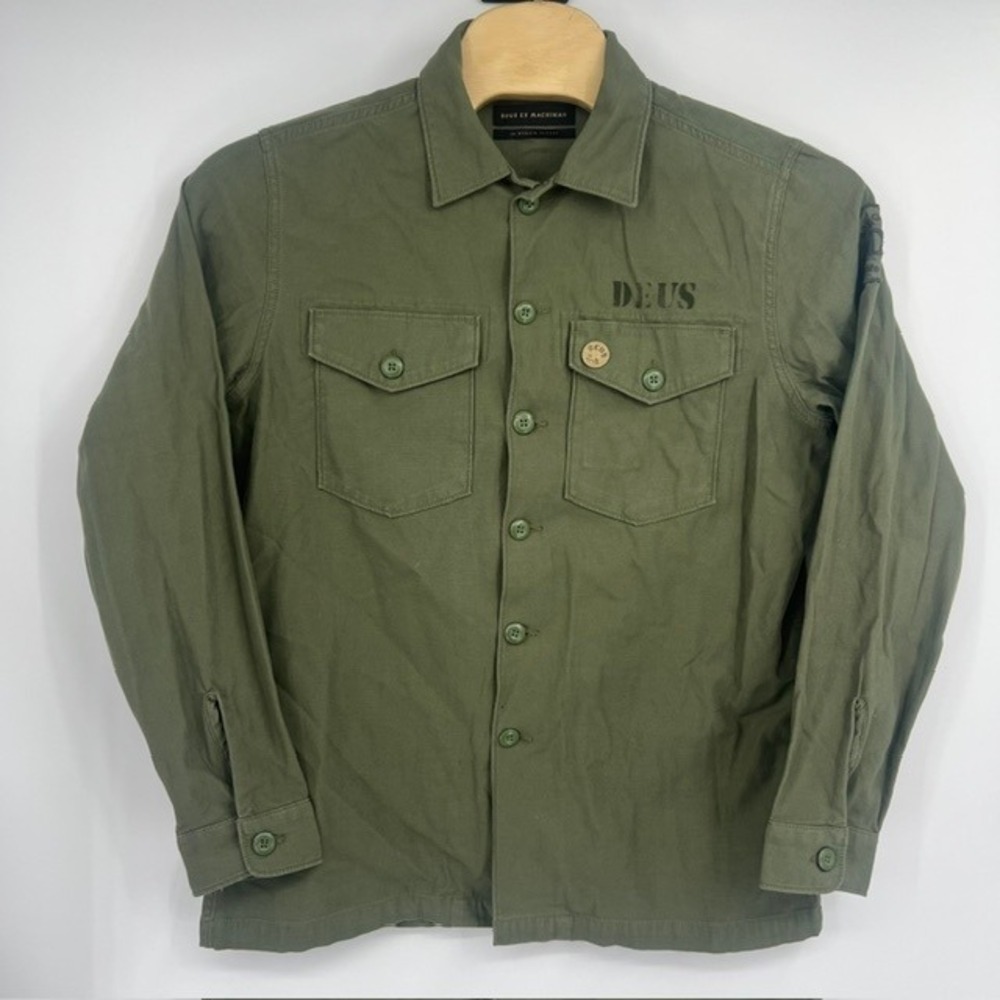 Deus Ex Machina Men's XL Monty Overshirt Olive Green Cotton Jacket DMF75853